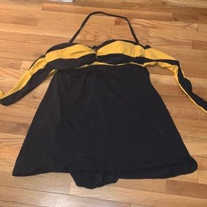 DKNY Yellow Navy Swim Dress
